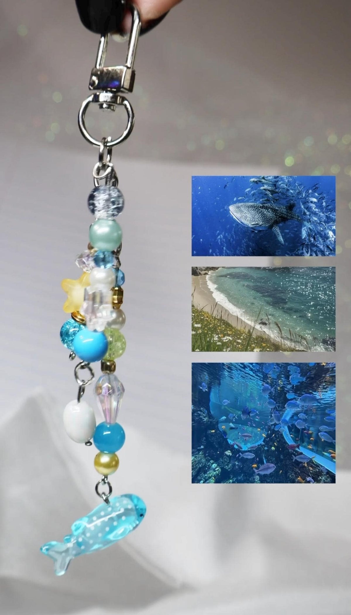 Keychain Beaded Ocean Whale