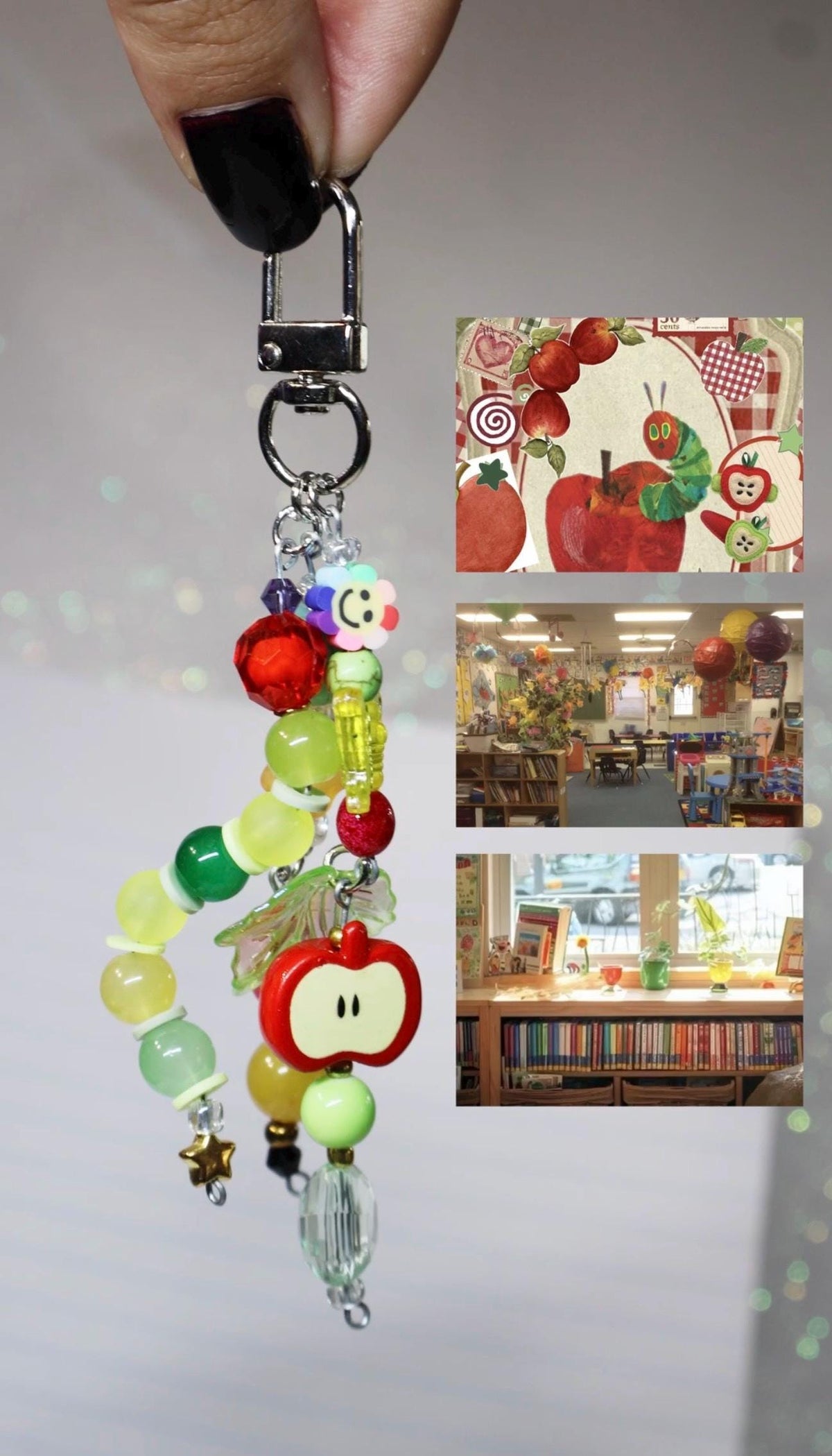 Keychain Beaded Apple Teacher