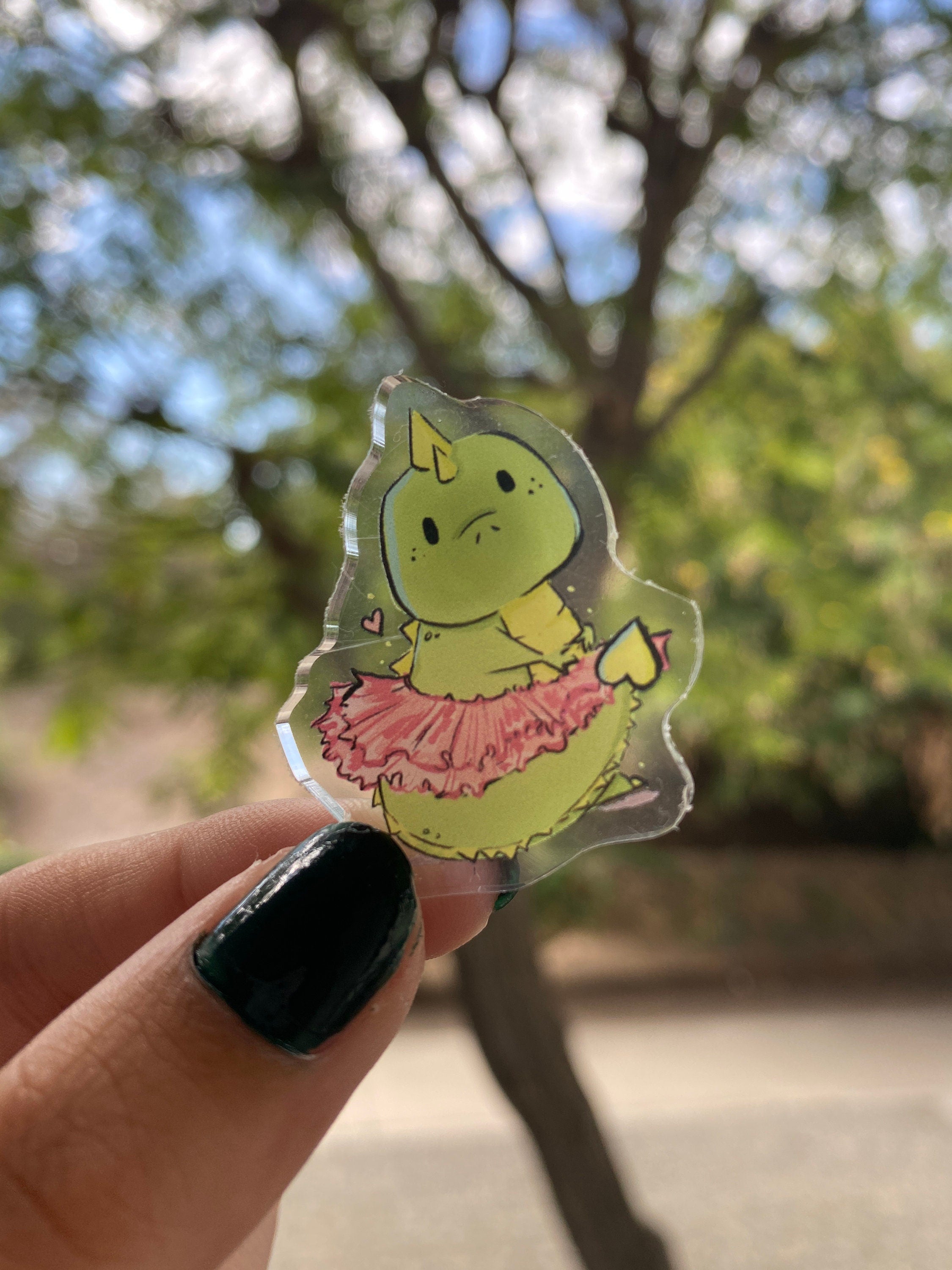 Dino Buddies Acrylic Pin Set: Ballerina Dinosaur & Space Dinosaur