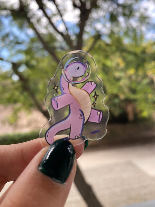 Dino Buddies Acrylic Pin Set: Ballerina Dinosaur & Space Dinosaur